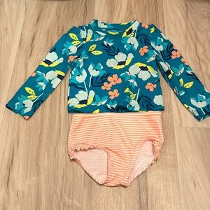 Two Piece Swimsuit by Carters Long Sleeve Floral Size 24 months